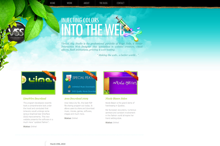Virtual Sky Studio website preview